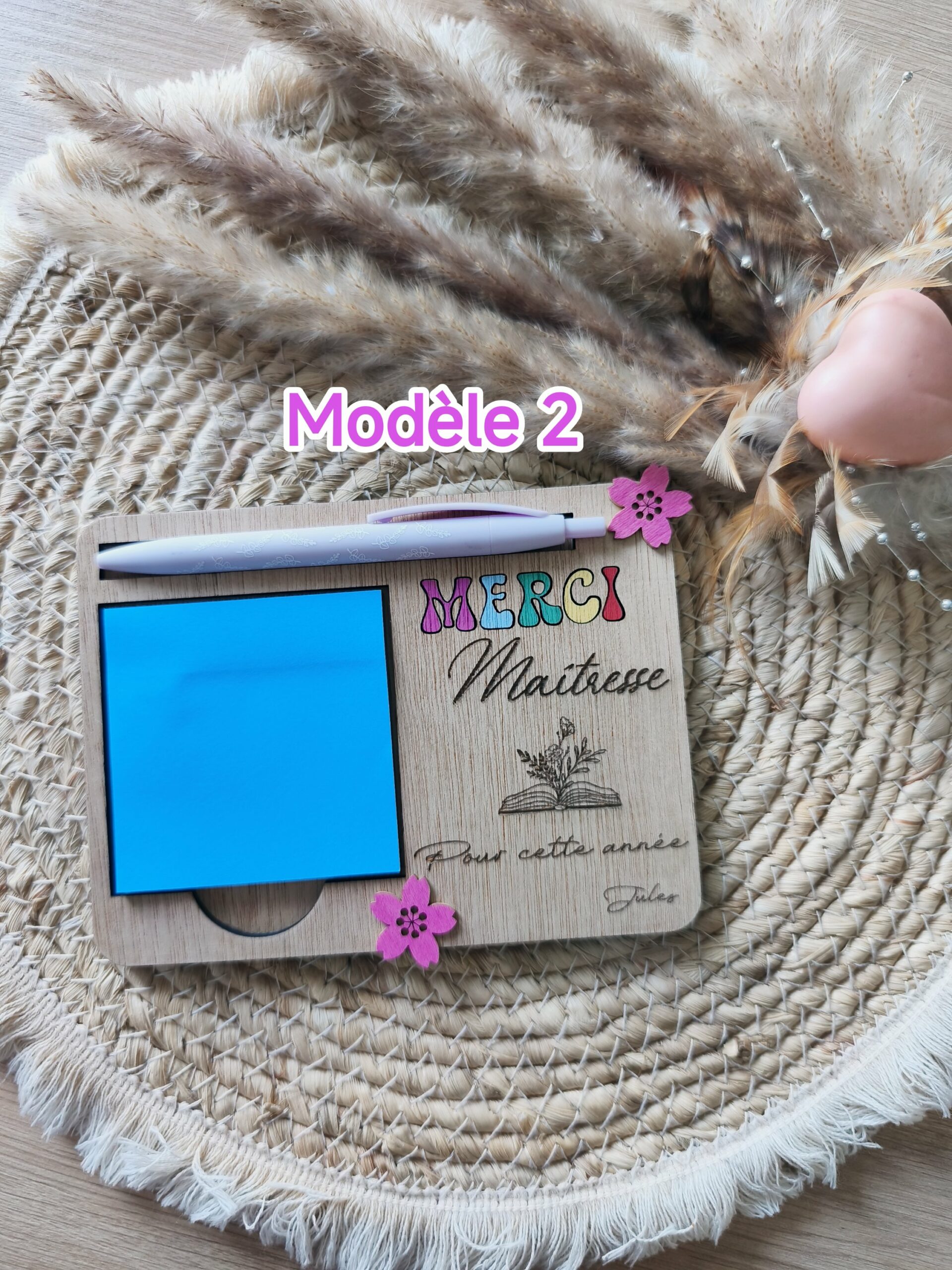 Creat’Angel Bloc-Notes Bois Personnalisé Maîtresse 12,5cm