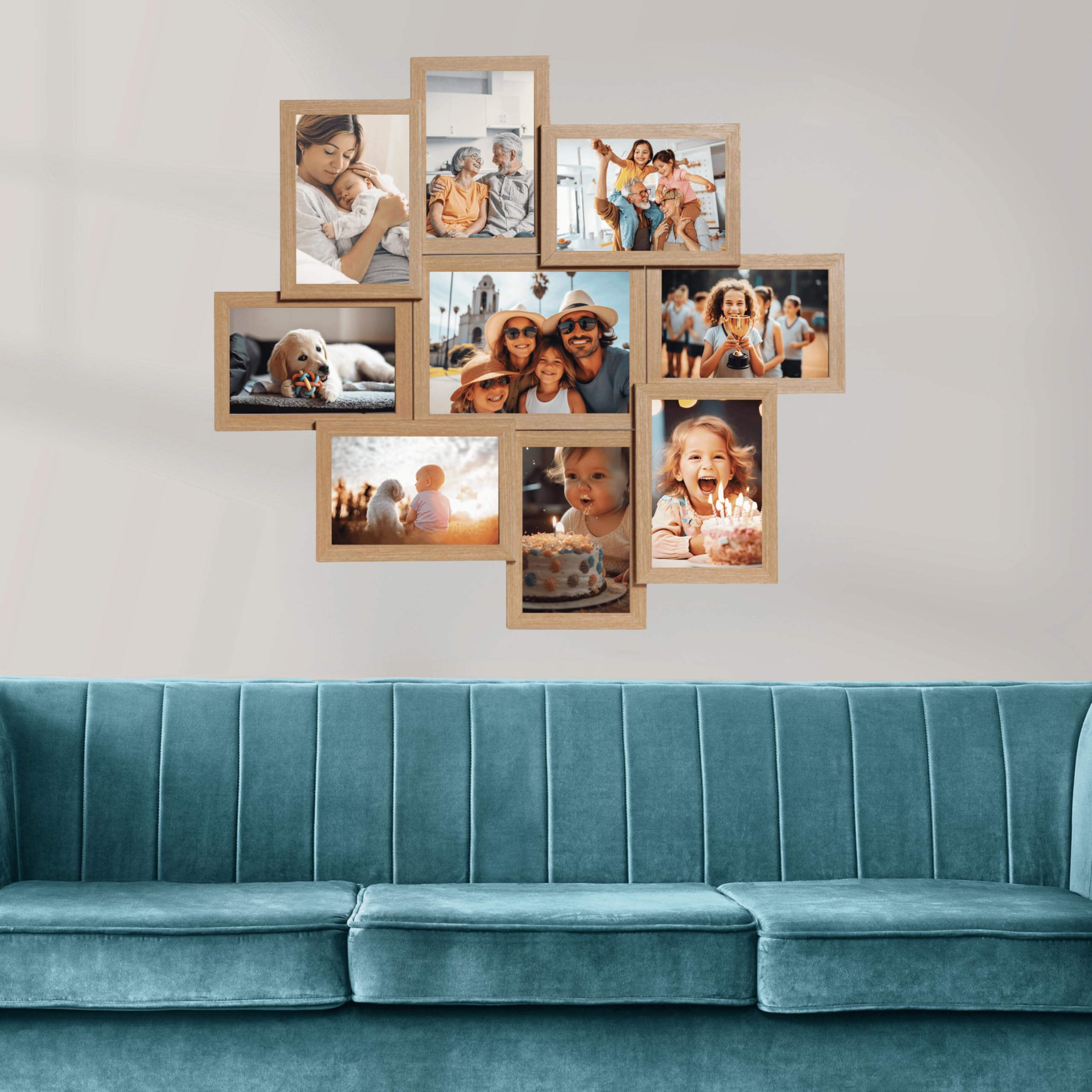 Victor cadre photo collage bois beige 9 photos 10x15