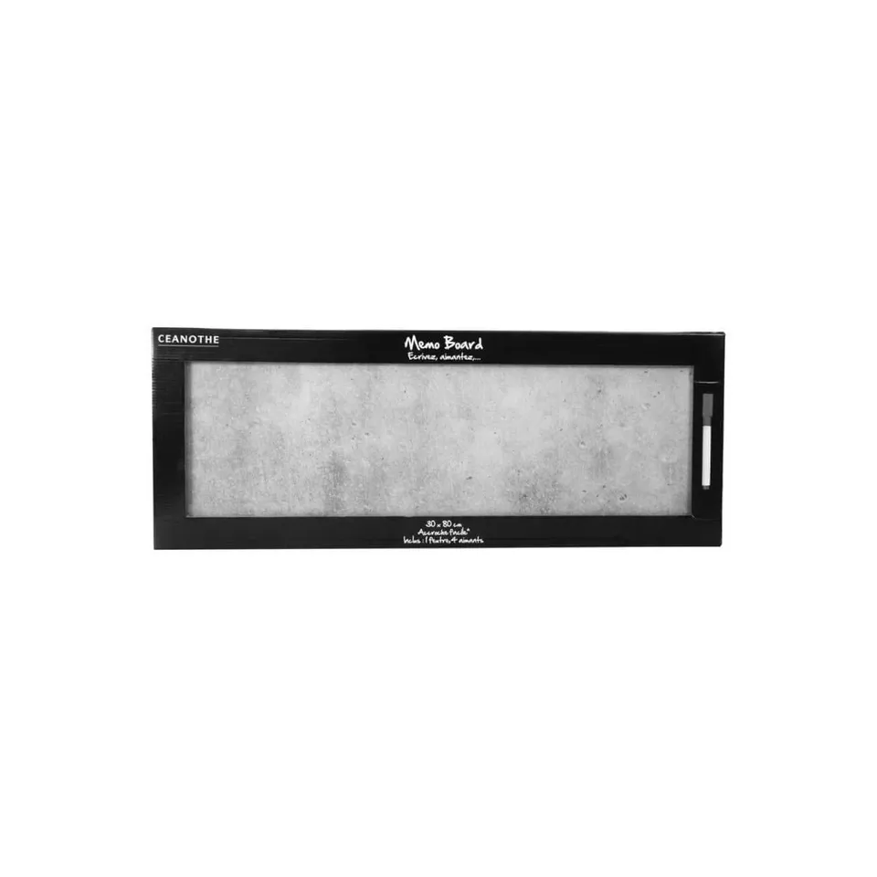 Ceanothe Tableau Mémo verre gris magnétique 30x80 cm