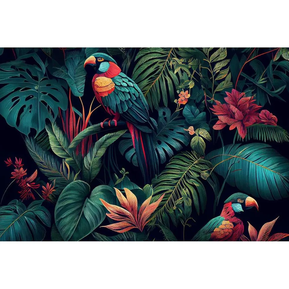 Ceanothe perroquets tableau verre synthétique 65x97 cm brillant