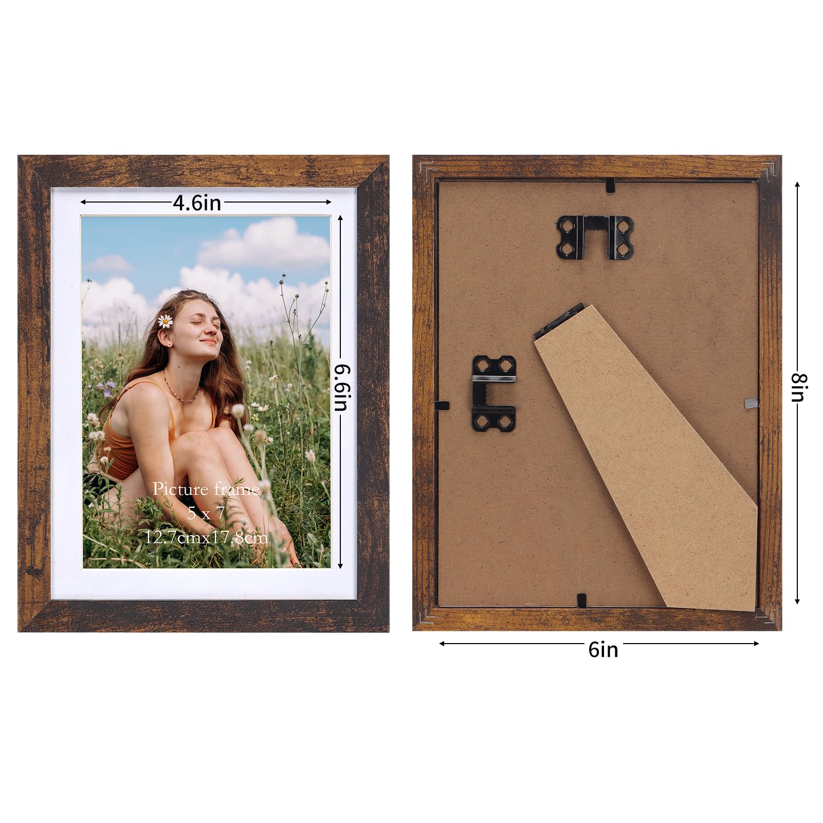 EYMPEU lot 15 cadres photo MDF marron 15,2x20,3 cm passe-partout