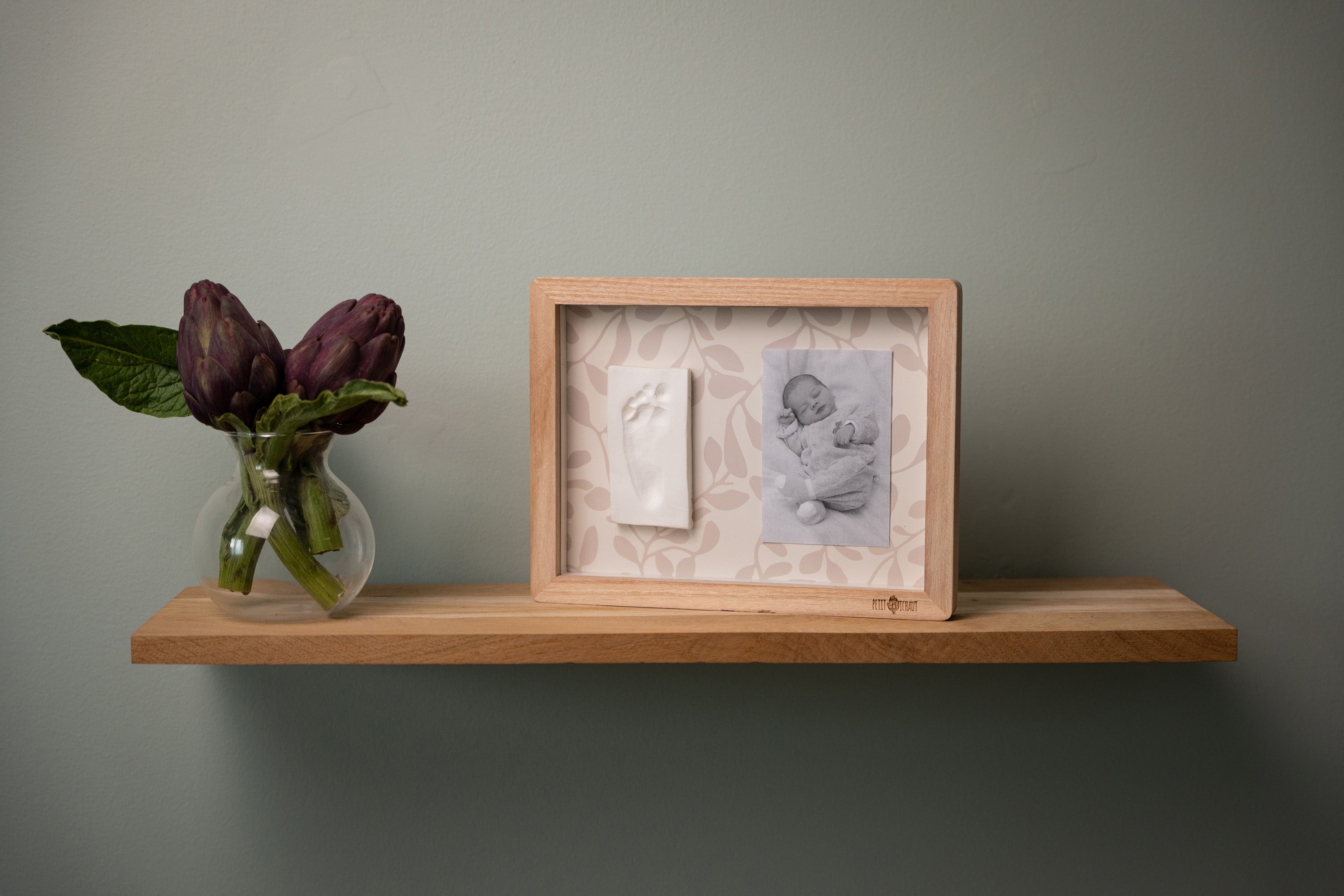 Petit Artichaut Classic Ivy Grey cadre photo bébé empreinte