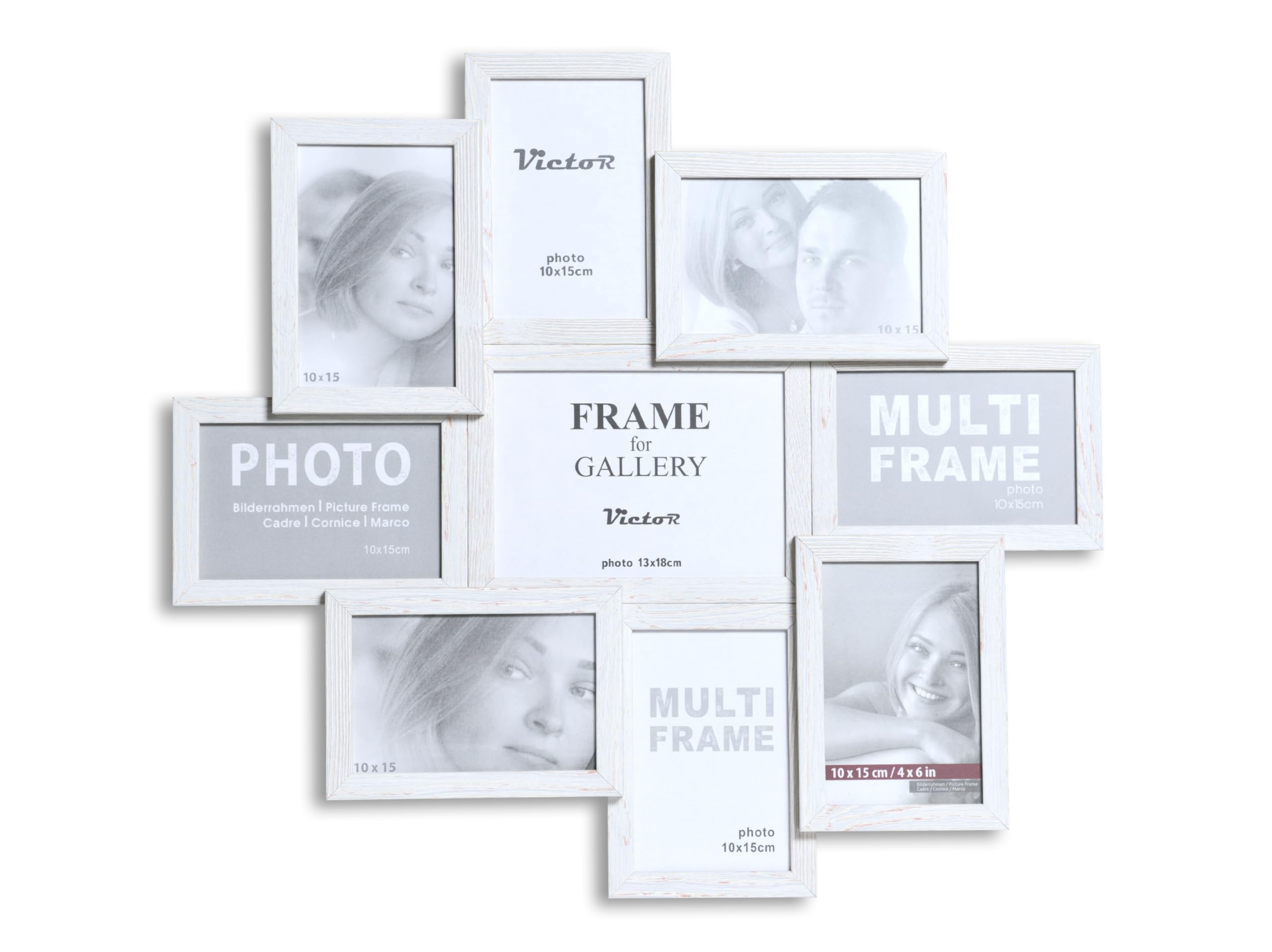 Victor Shabby cadre photo collage 9 photos 10x15 cm blanc