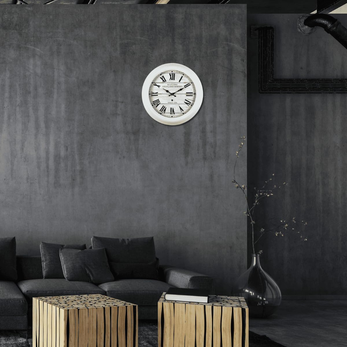 Ceanothe 17015 Scottish horloge murale 47 cm blanc