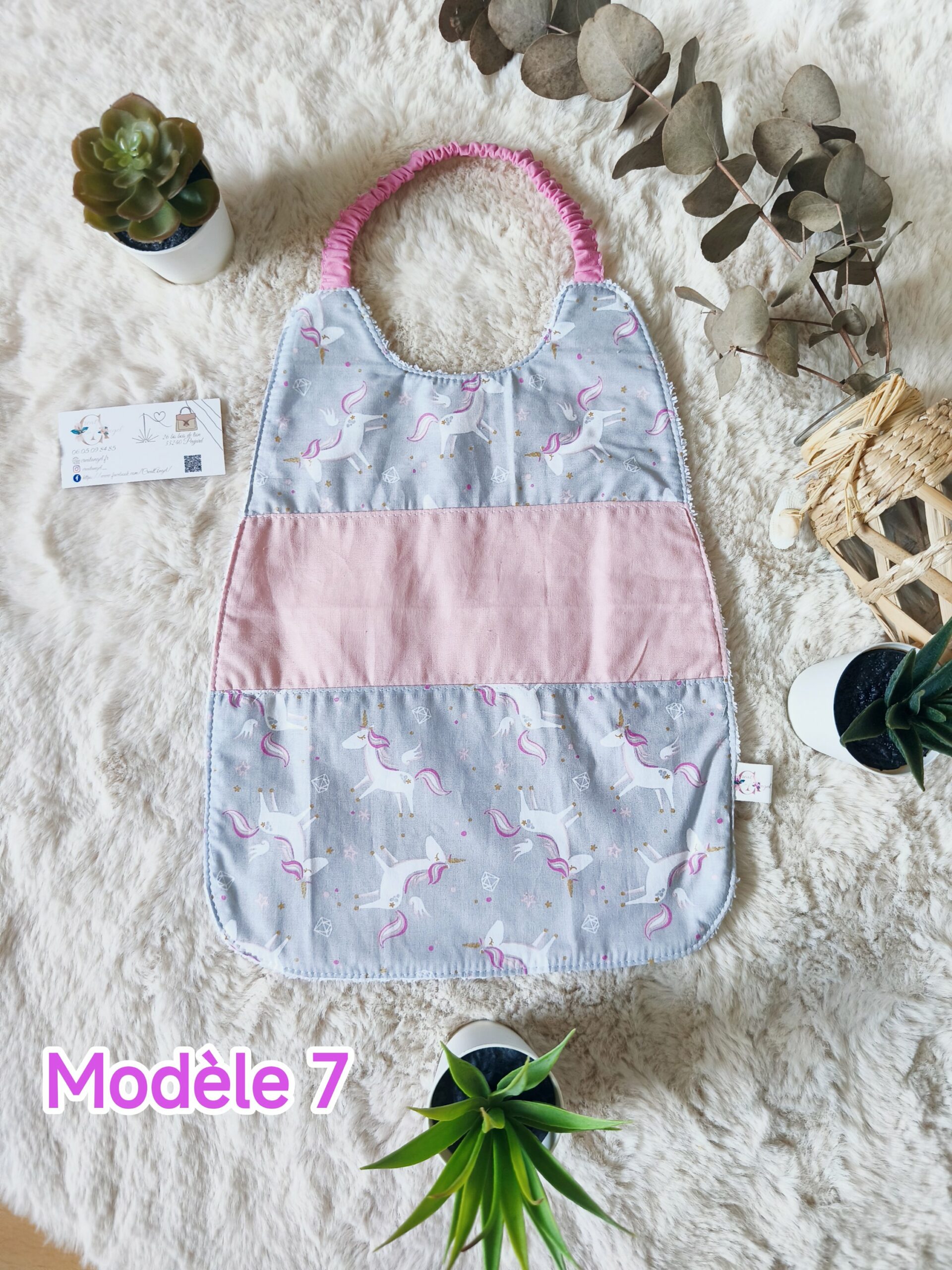 Creat'Angel Serviette Cantine Enfant Élastique Coton Prénom