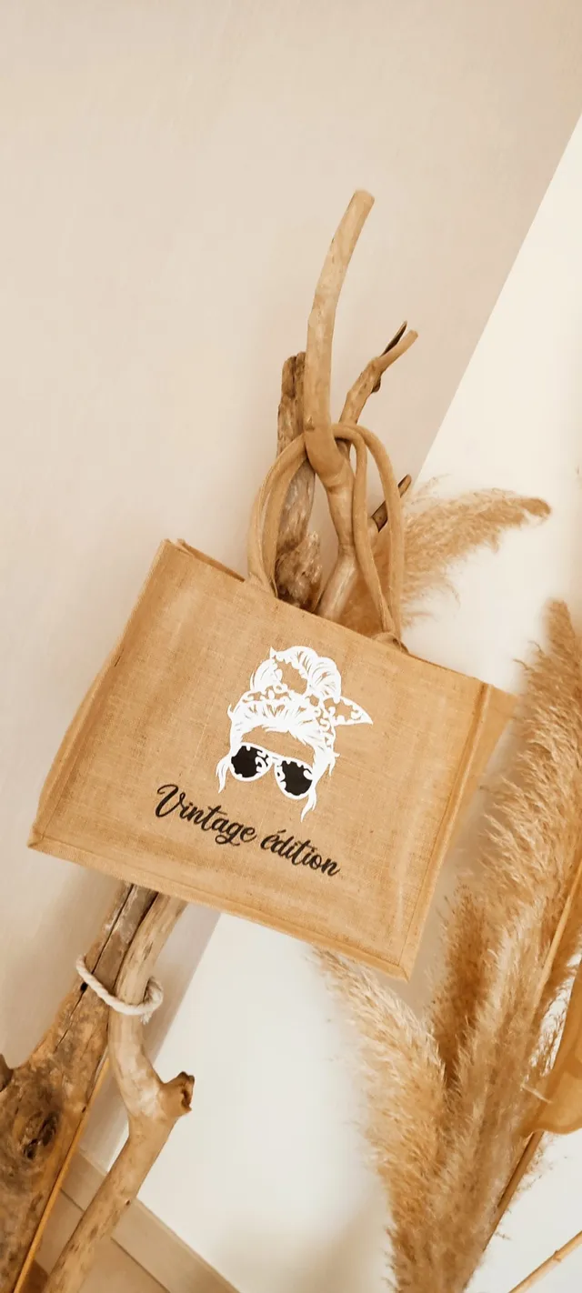 Creat’Angel Vintage blanc sac jute 42 cm