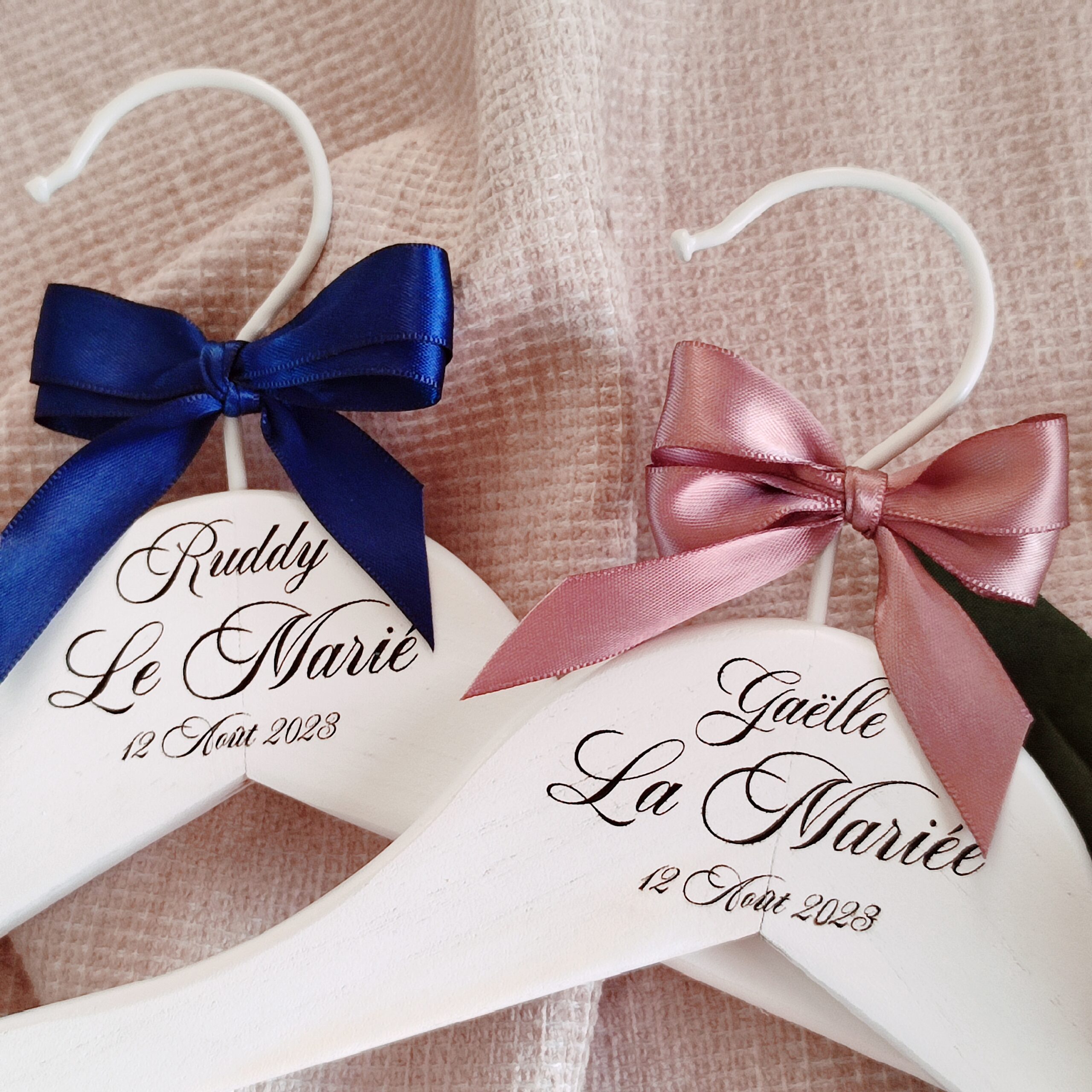 Creat'Angel Duo Cintres Personnalisés cintre bois lot 2 mariage