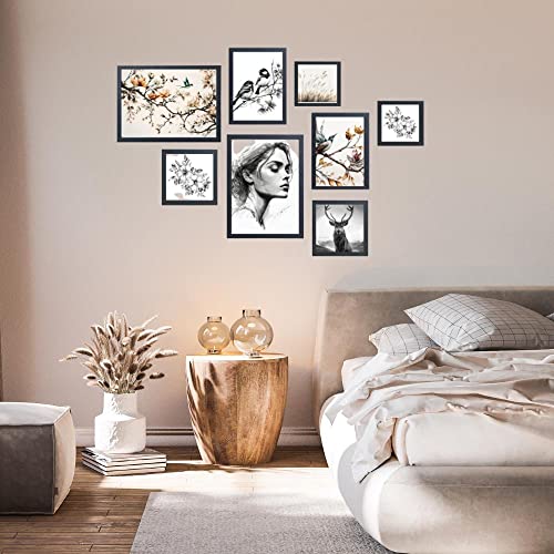 Victor Klee set 8 cadres photo noir bois véritable