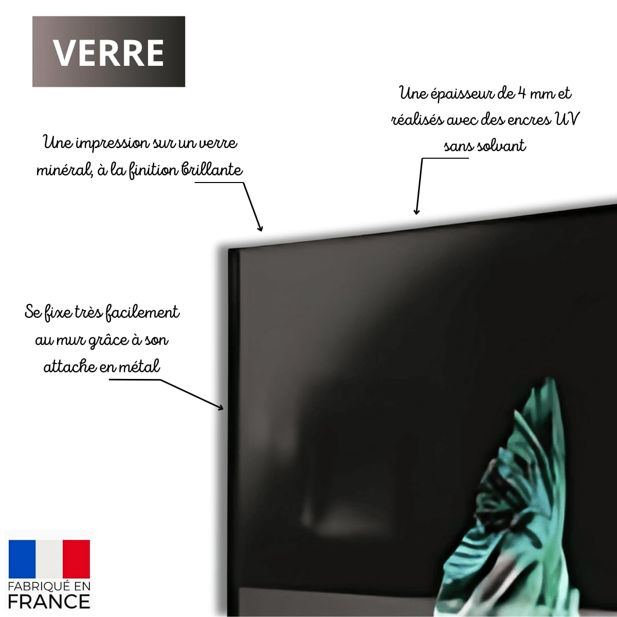 Ceanothe tableau verre portrait loup 30x30 cm