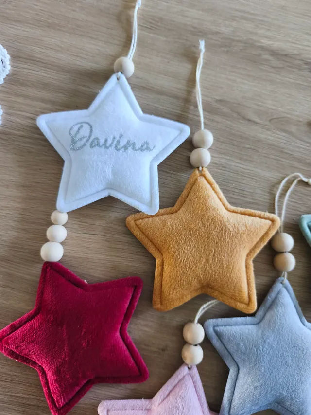 Creat’Angel étoile personnalisée boule de Noël velours 12 cm