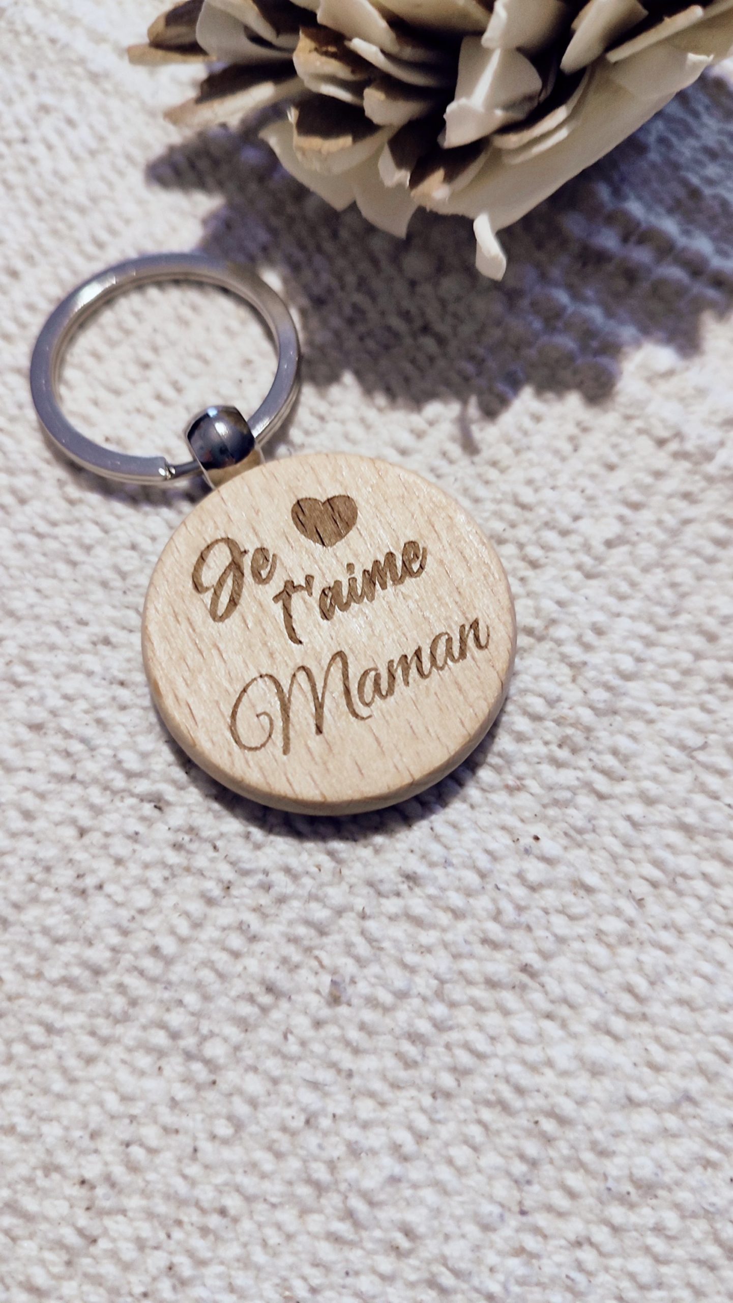 Creat’Angel Porte-clés bois personnalisable rond 40 mm