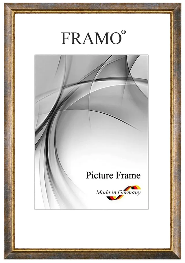 FRAMO N°063 cadre photo baroque 12x17 cm bleu doré