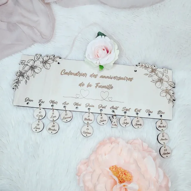 Creat’Angel Calendrier Anniversaire bois 40 cm personnalisable gravé