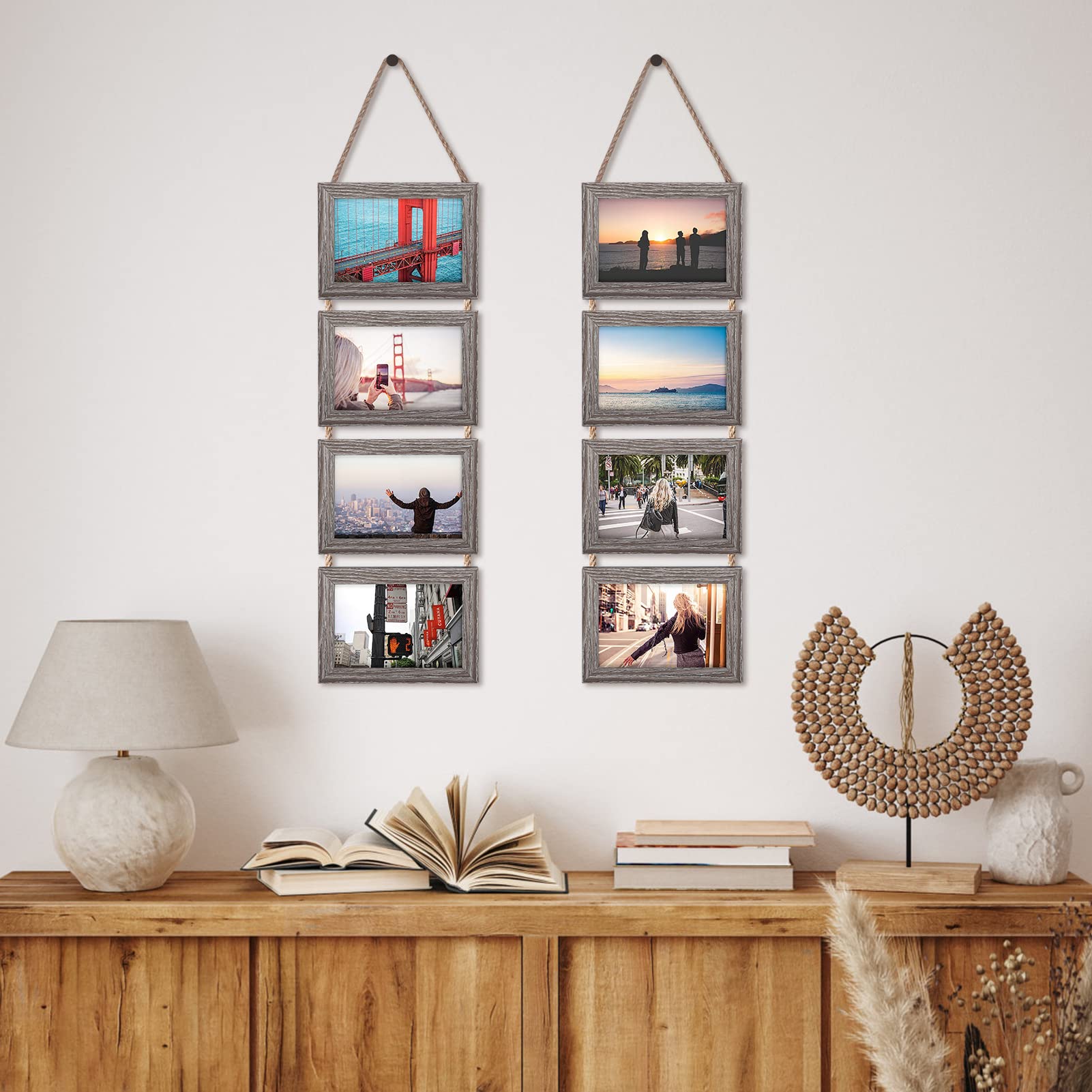 EYMPEU cadre photo corde 10x15 cm gris 8 photos