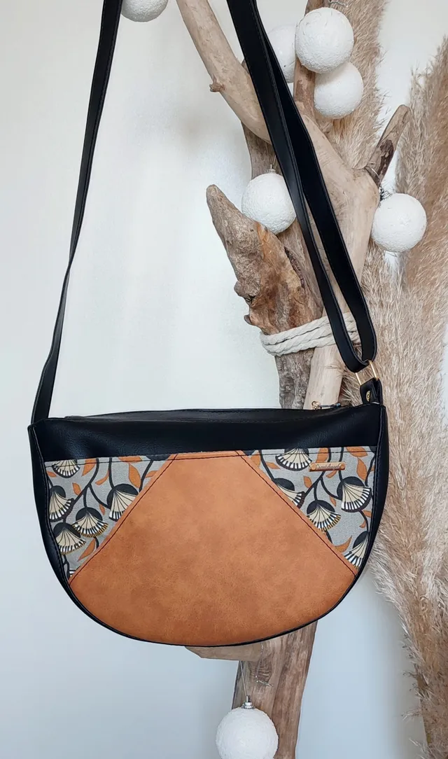 Creat’Angel Graziella sac noir camel 30x20 cm