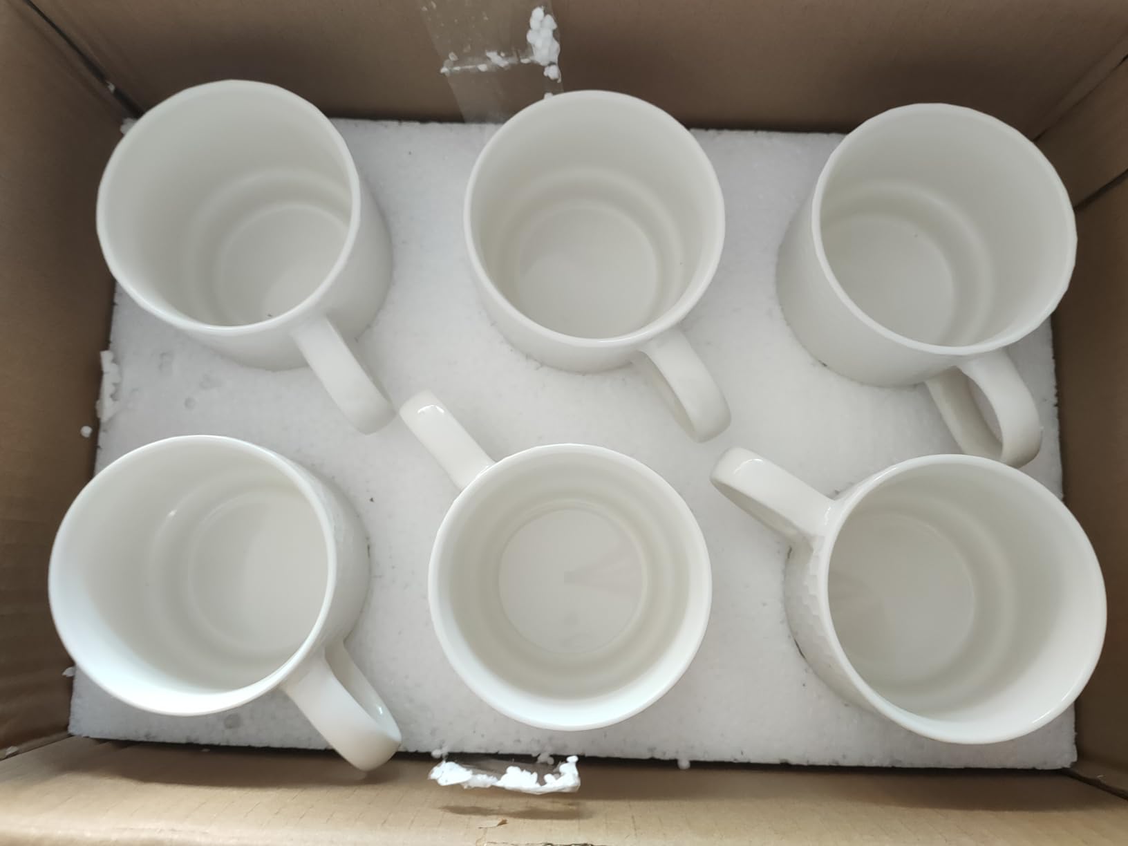 EYMPEU lot 6 mugs café céramique blanc 300 ml texturé