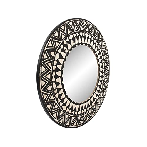 Ceanothe Brio miroir rond noir 40 cm bois