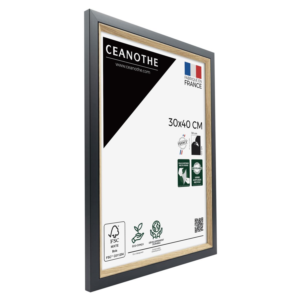 Ceanothe Actual 30x40 cadre photo noir et bois mural