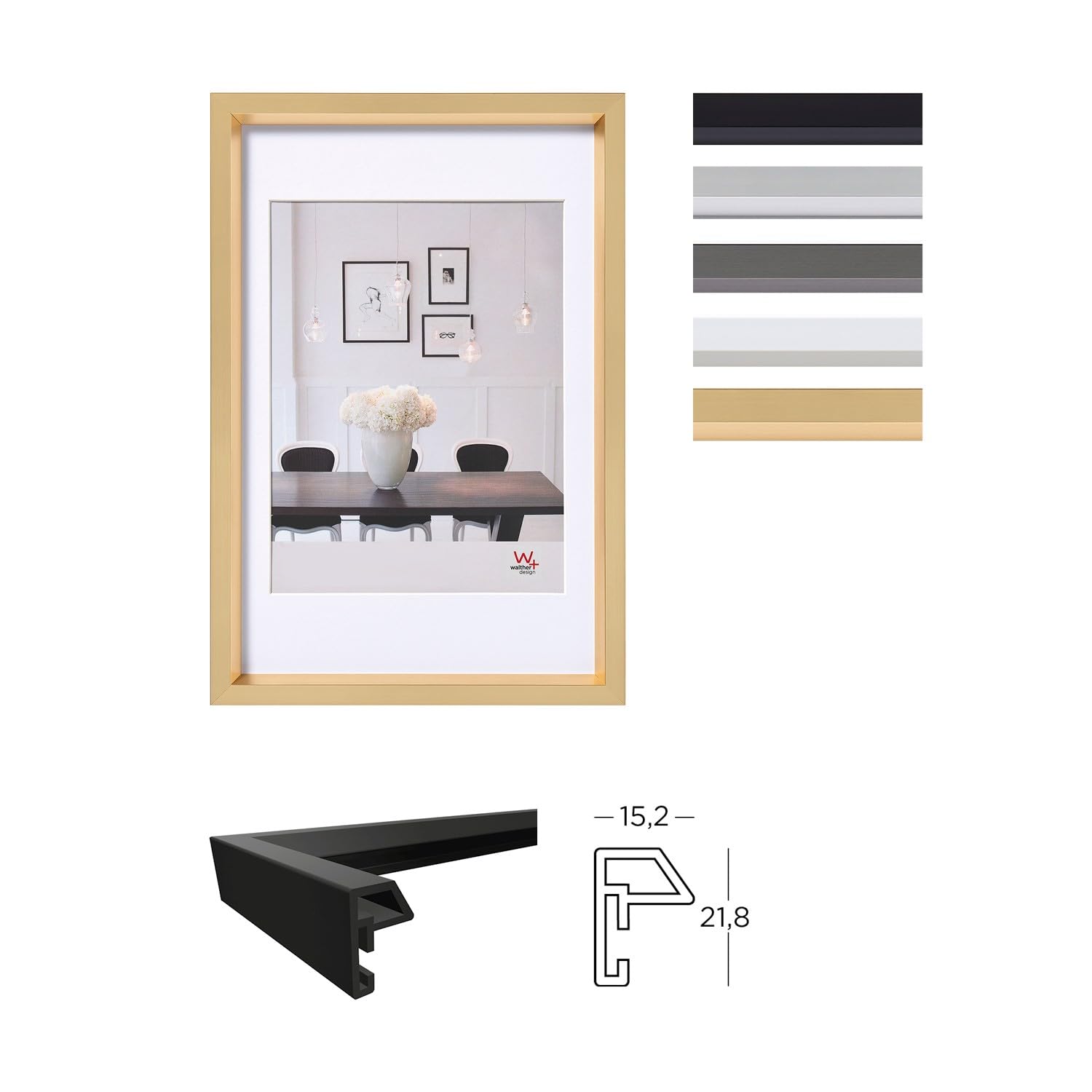 Walther Design ES824B cadre photo noir 18x24 cm acier
