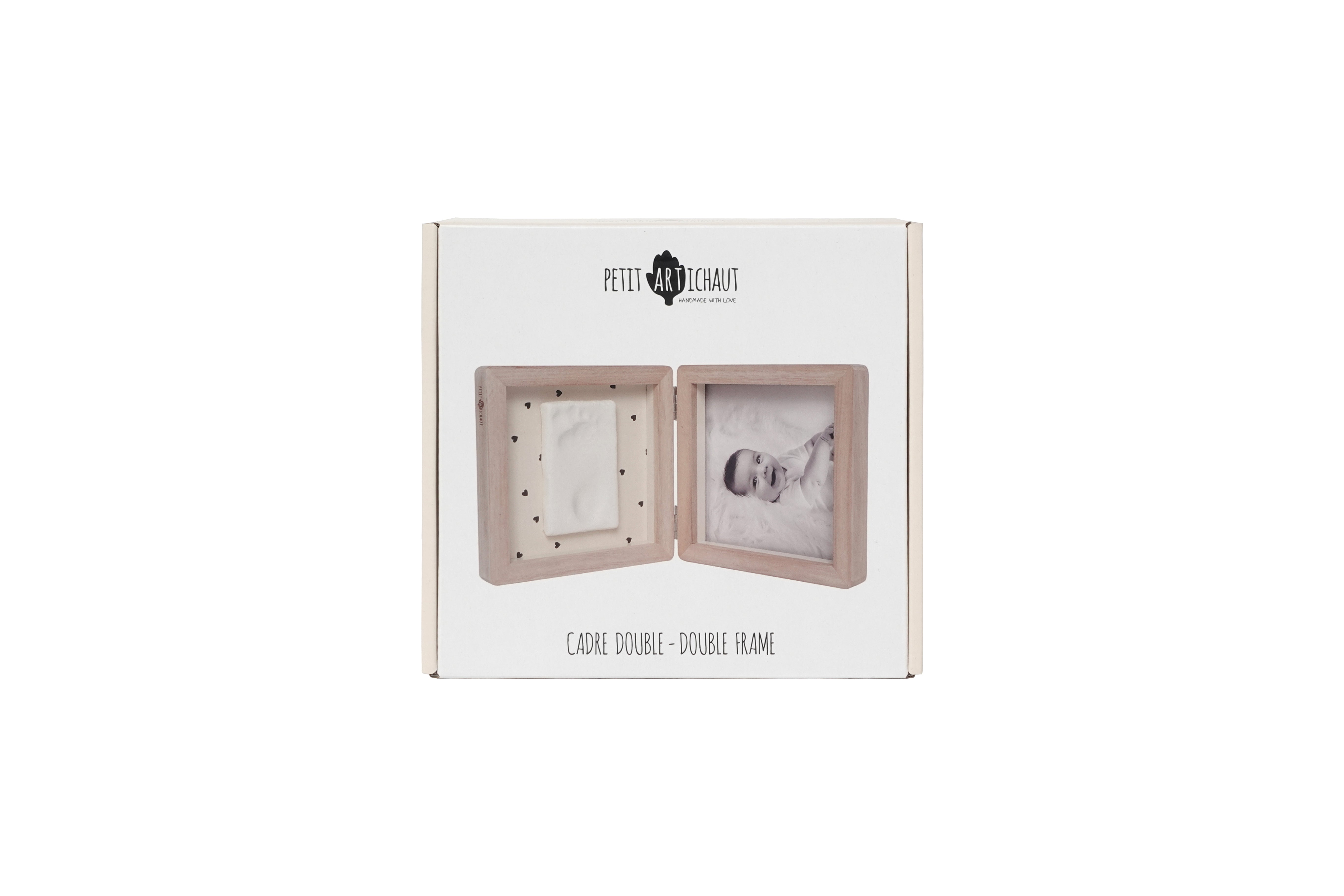 Petit Artichaut Double Frame Pretty Hearts cadre empreinte beige