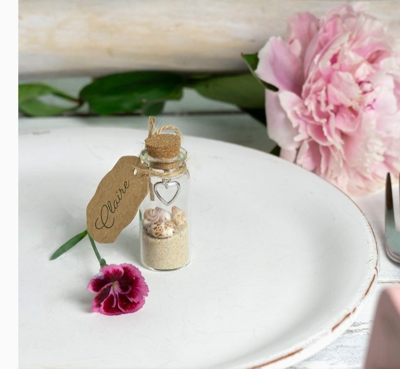 Creat’Angel Fiole Verre convives mariage 30 ml jute