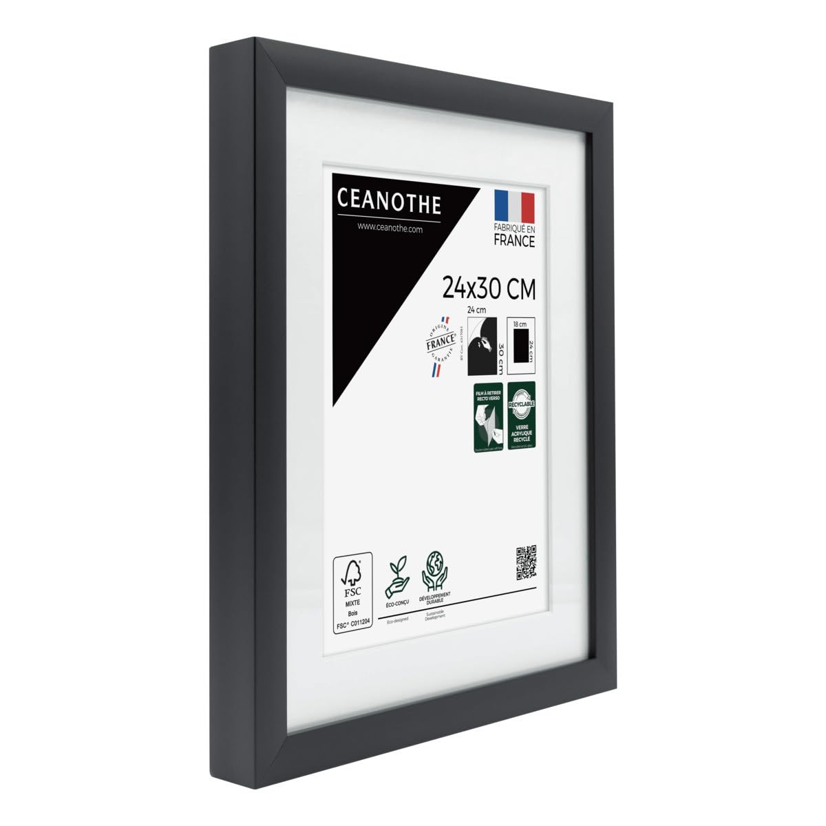 Ceanothe Milan cadre photo 24x30 cm noir passe-partout
