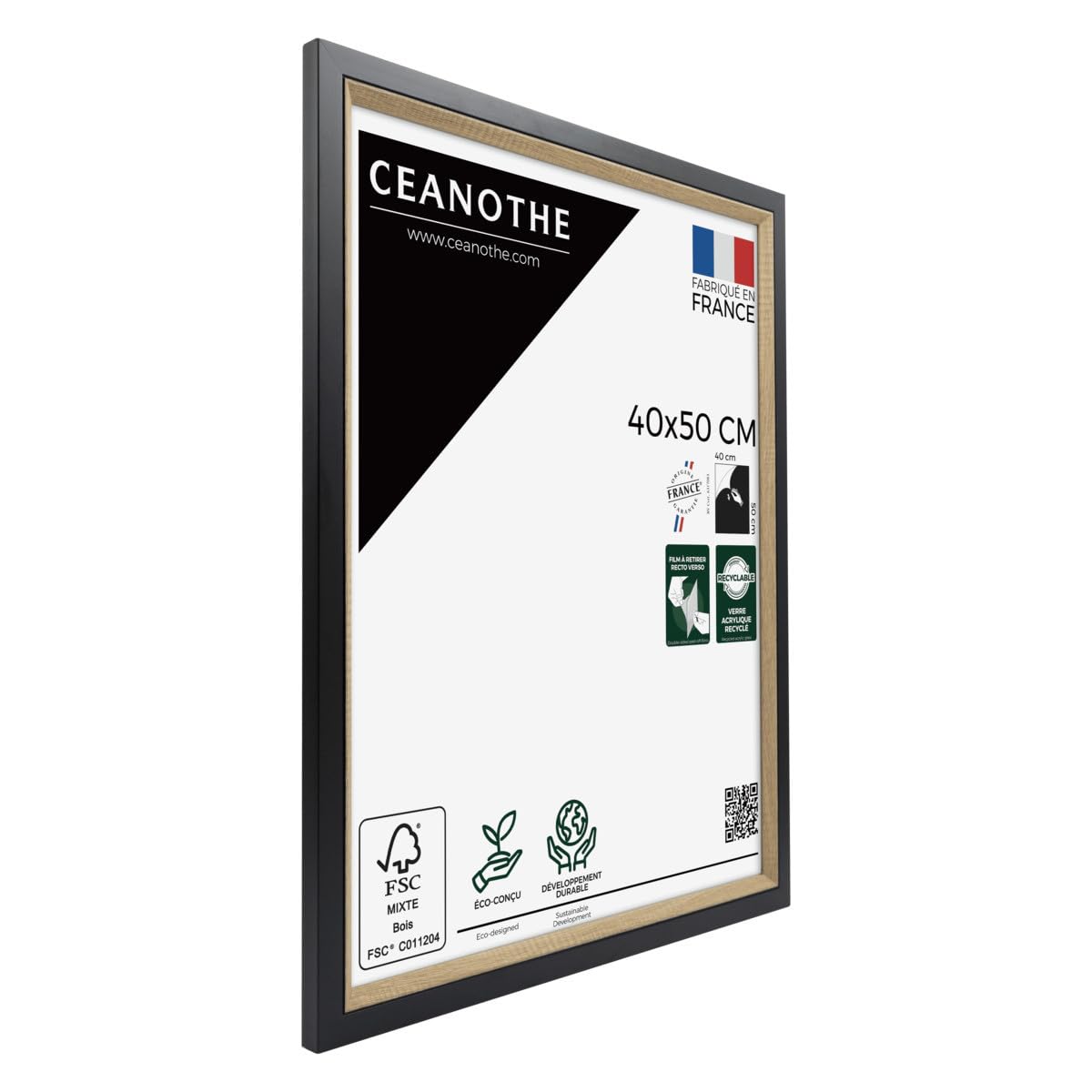 Ceanothe Actual 40x50 cm cadre photo noir et bois incassable