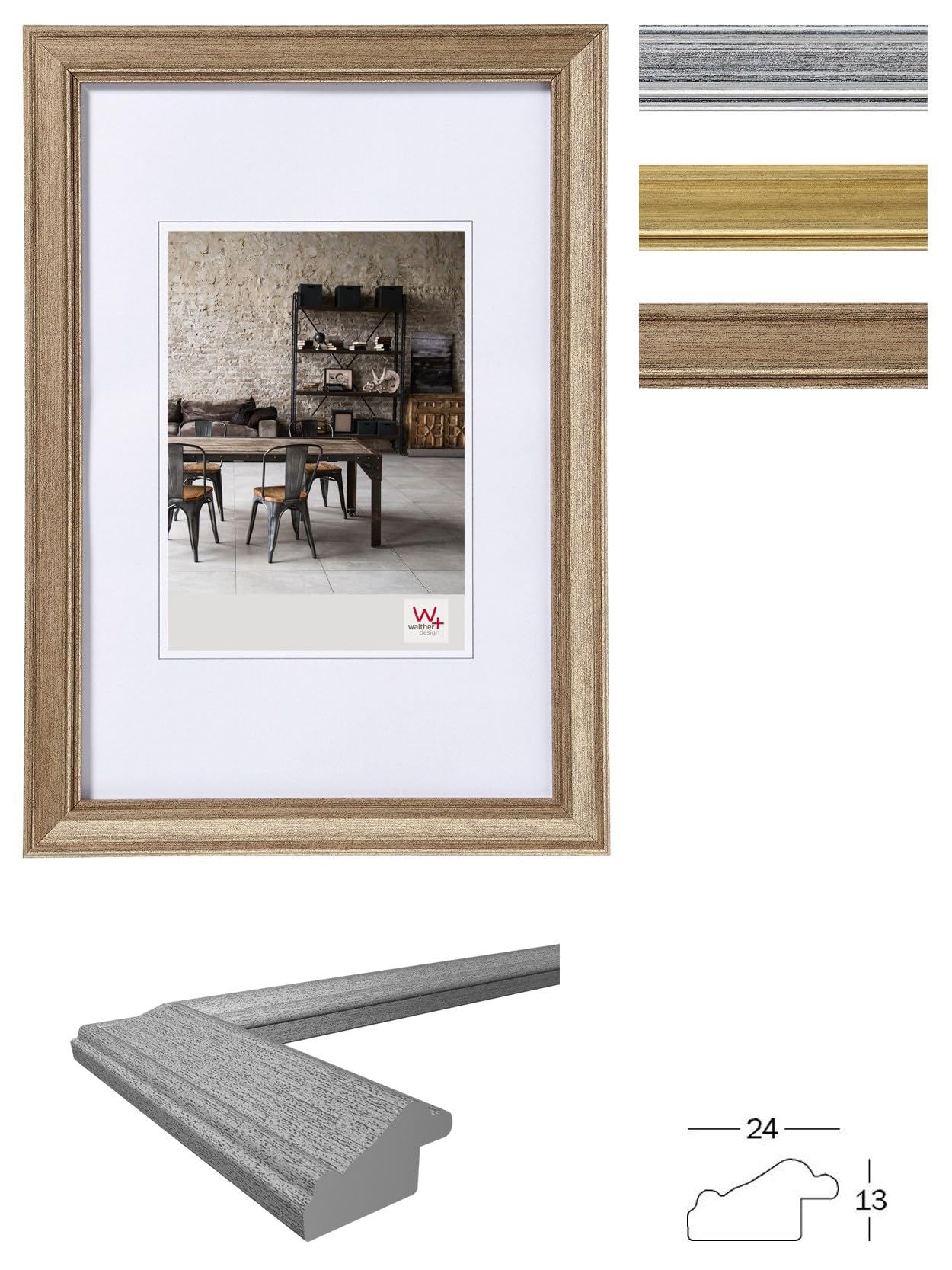 walther design Lounge JA130D cadre photo 21x30 cm acier