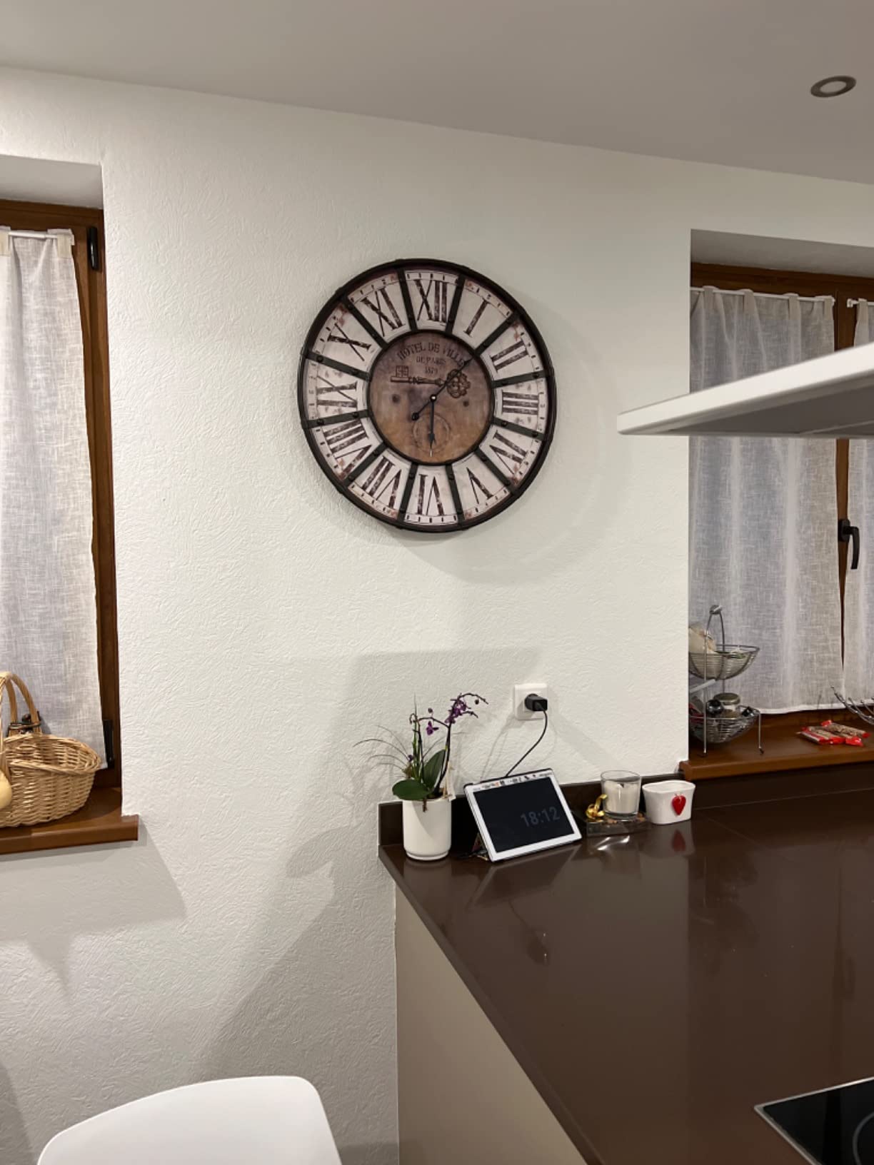 Ceanothe Emotion horloge murale 60 cm marron silencieuse