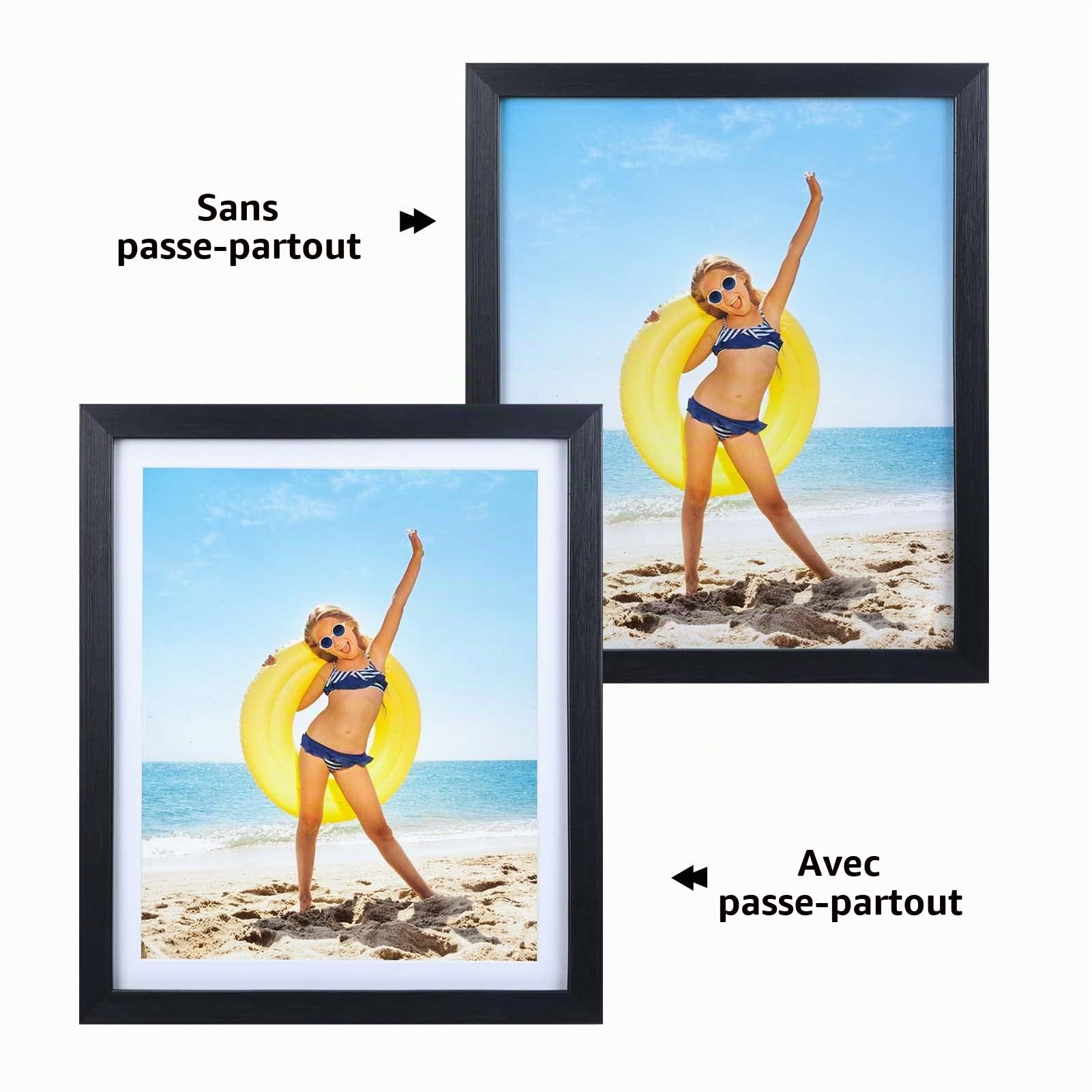 EYMPEU cadre photo noir 20x25 cm lot de 6 avec passe-partout