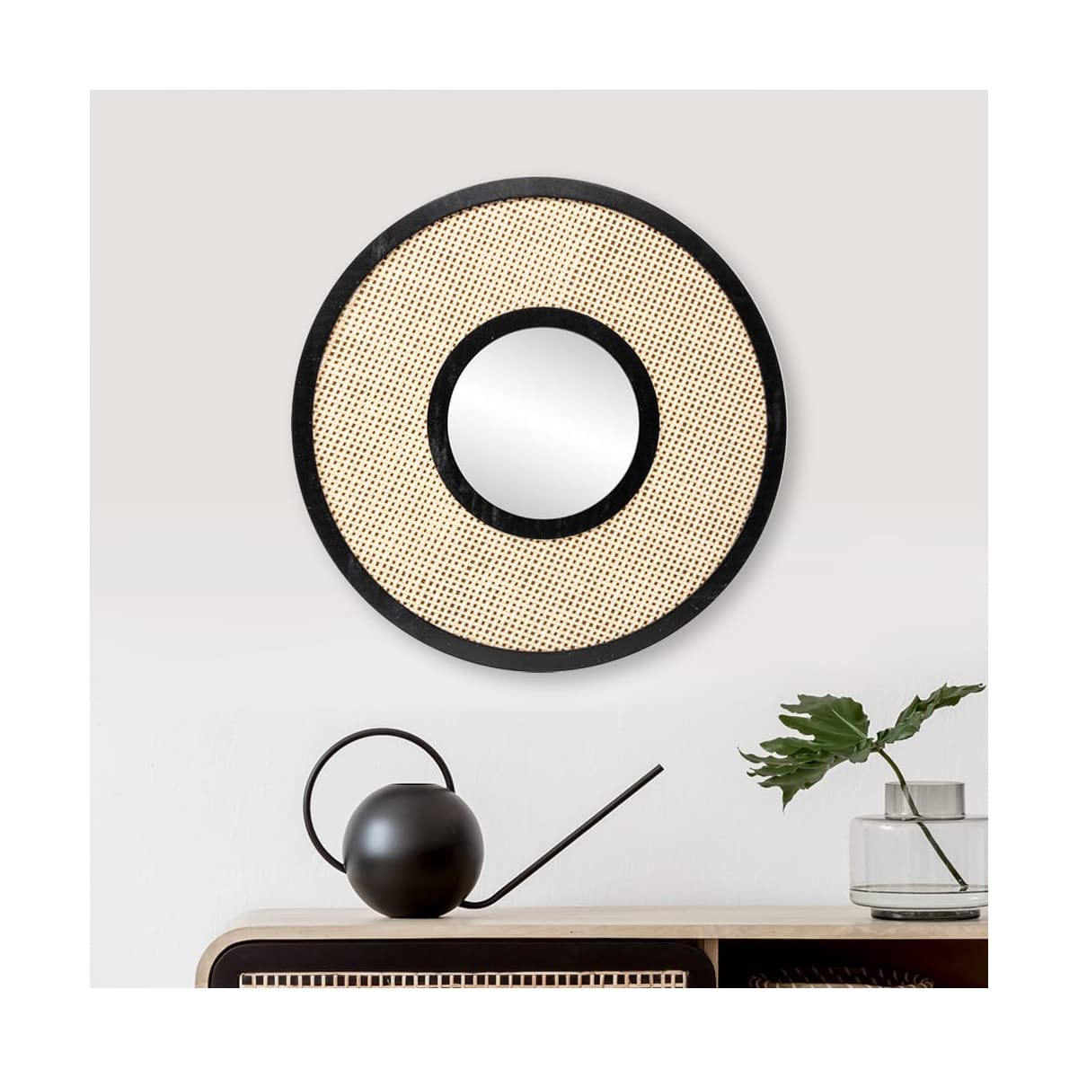 Brio Sixties 35024 miroir rond 48 cm cannage beige