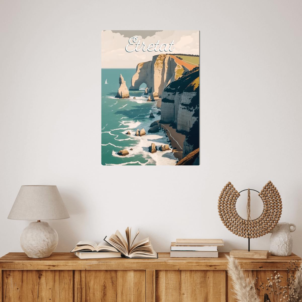 Ceanothe Falaise Etretat tableau sur toile illustration 30x45 cm