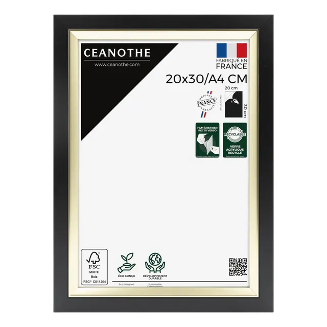 Ceanothe Actual 20x30 cm cadre photo A4 noir et doré