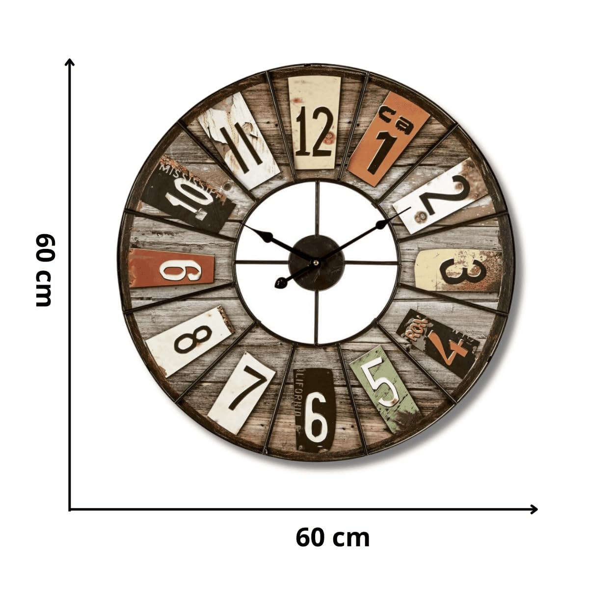 Ceanothe Emotion horloge murale 60 cm métal noir silencieuse