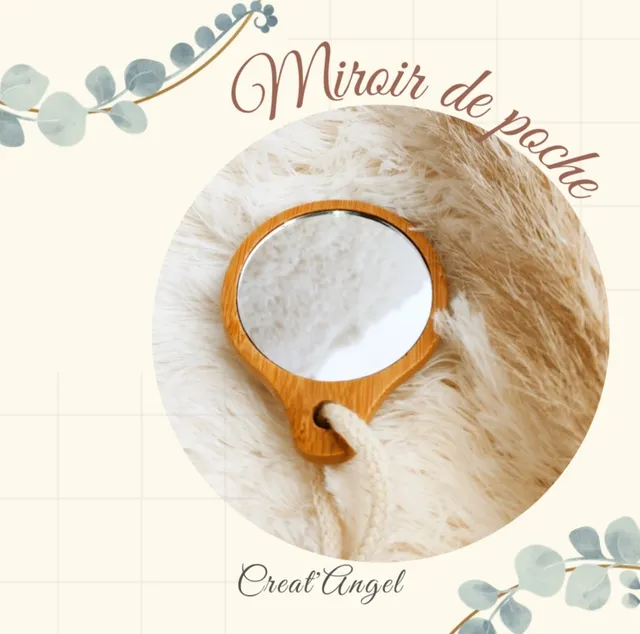 Creat’Angel miroir de poche bois bambou 8,5 cm