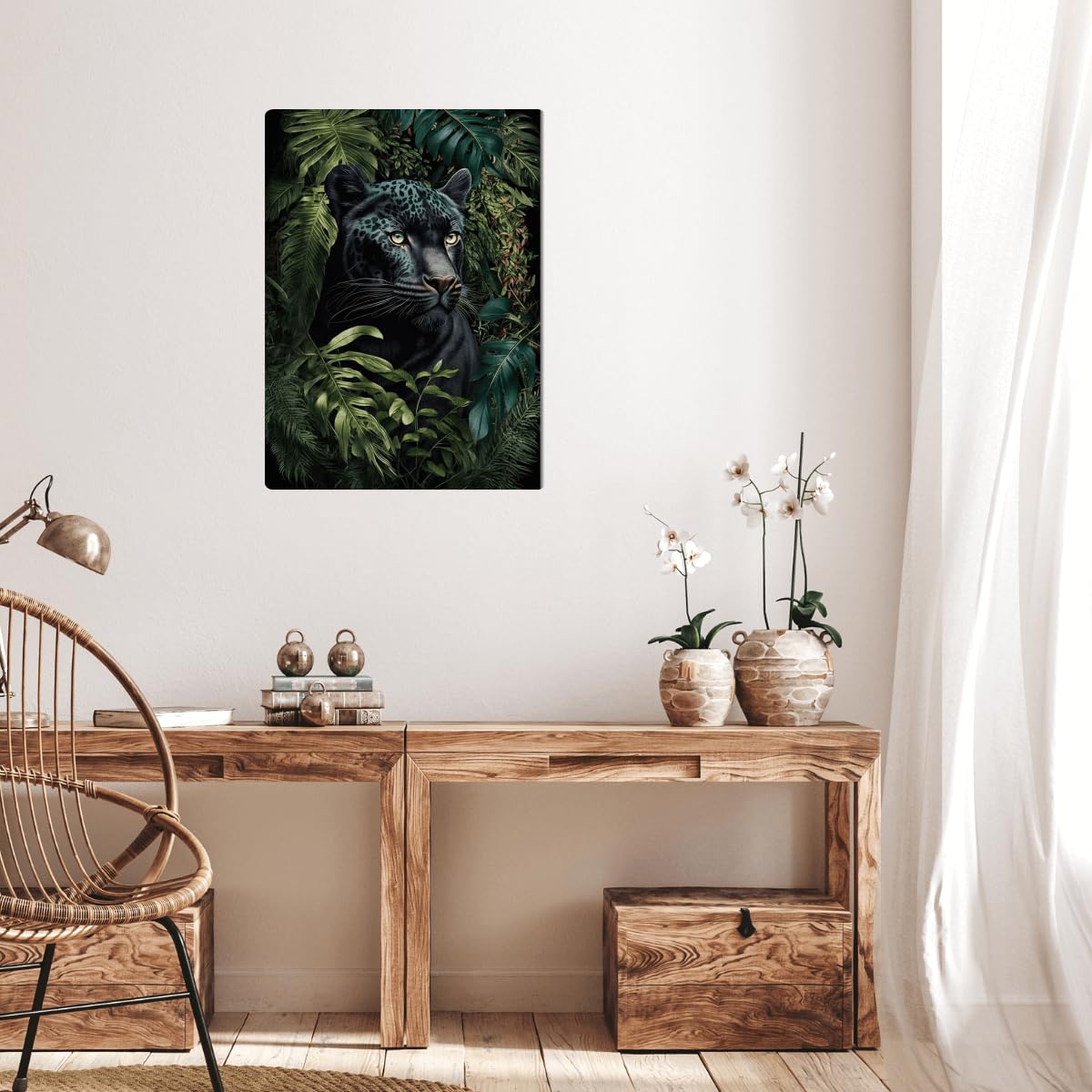 Ceanothe tableau toile panthère noire 45x65 cm salon