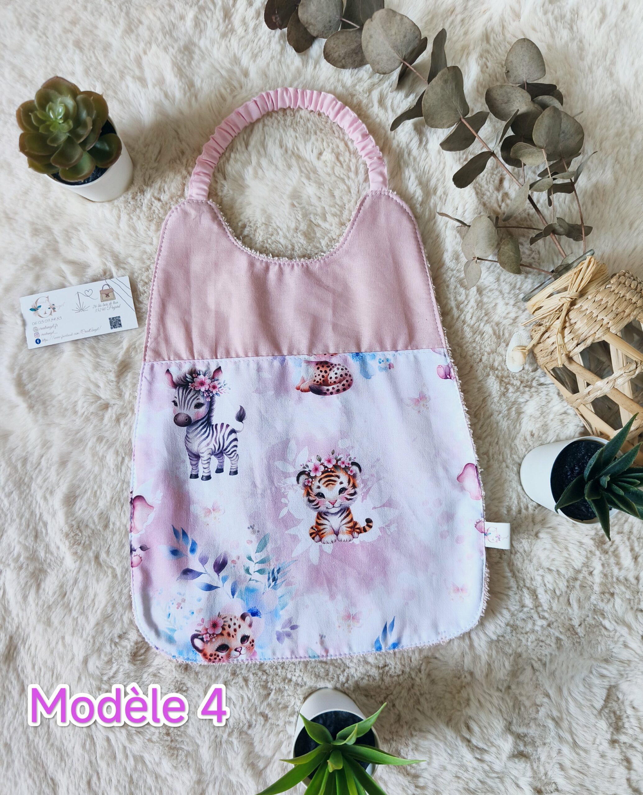 Creat'Angel Serviette Cantine Enfant Élastique Coton Prénom
