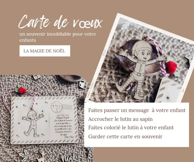 Creat’Angel Carte Noël boule à suspendre bois 6 cm