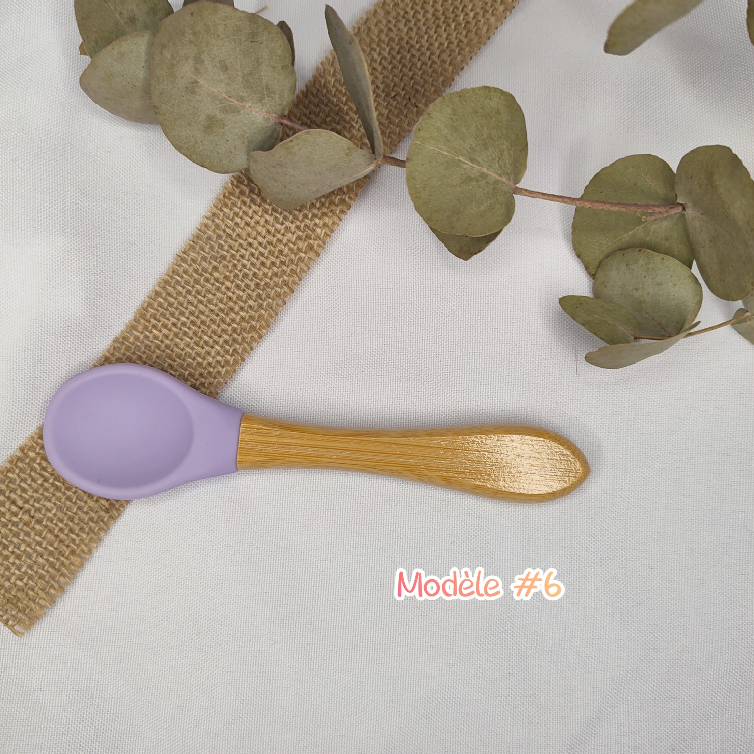 Creat'Angel cuillère bébé bois silicone prénom personnalisé