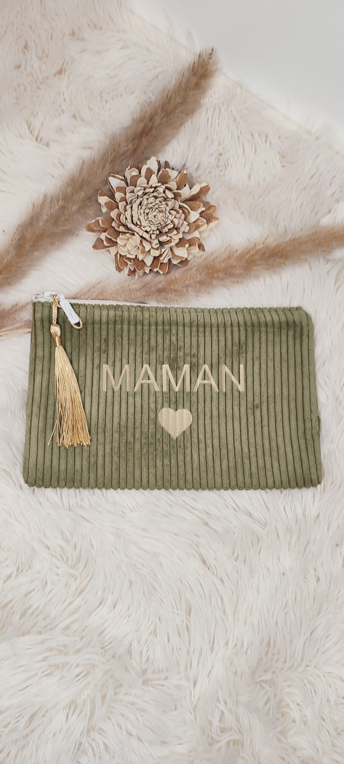 Creat’Angel Pochette Maman Trousse Velours Côtelé Unique
