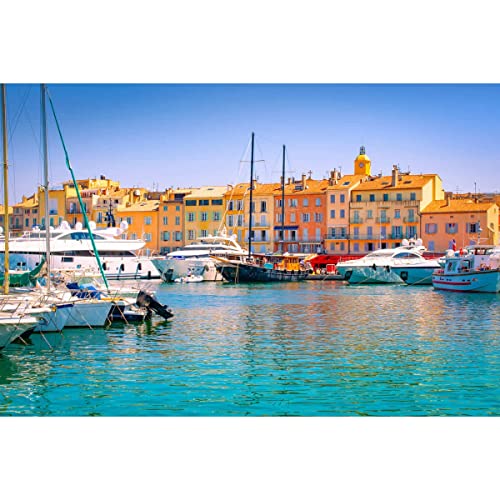 Ceanothe Port de Saint-Tropez tableau toile 30x45 cm marin