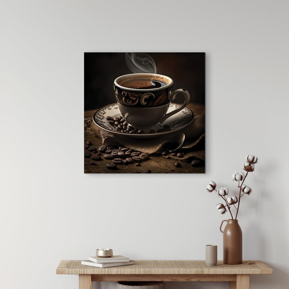 Ceanothe graines de café tableau toile 30x30 cm mat