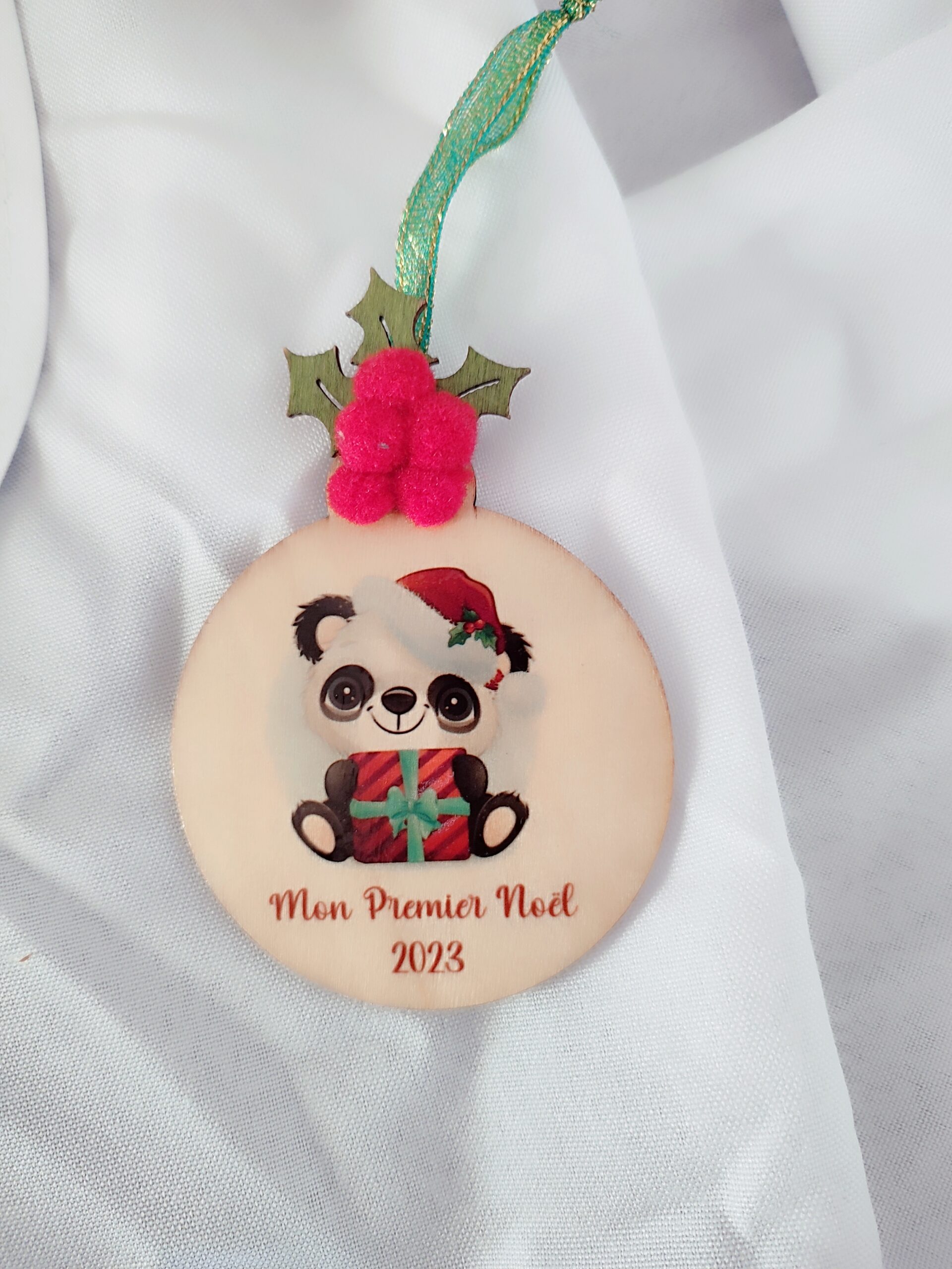 Creat’Angel coffret mon premier noel panda bavoir boule bois