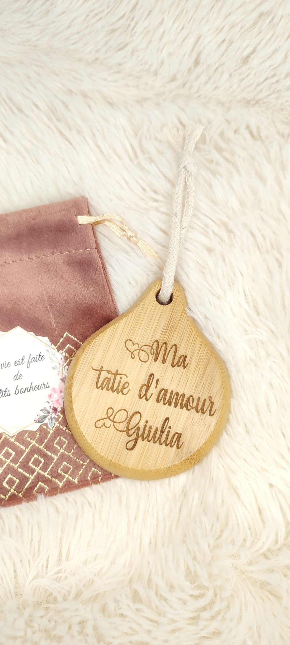 Creat’Angel miroir de poche bois bambou 8,5 cm