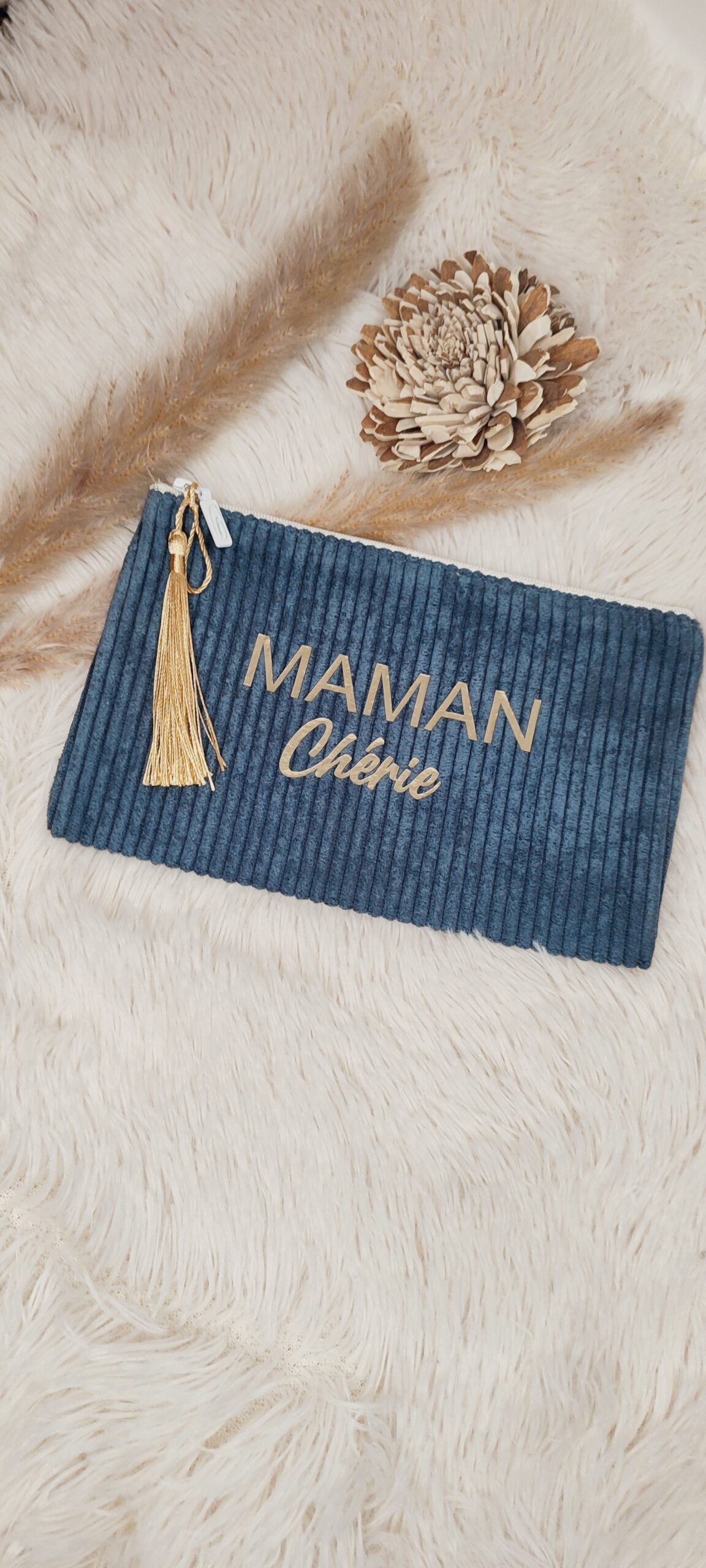 Creat’Angel Maman Chérie pochette velours zippée unique