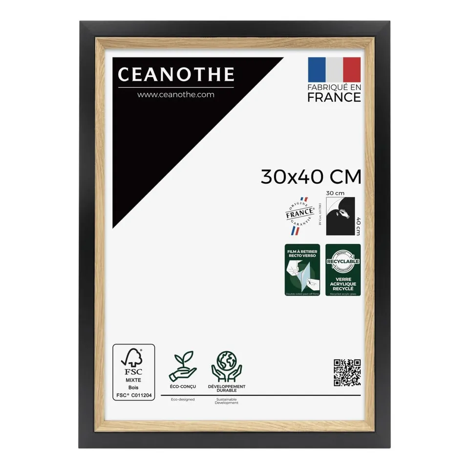 Ceanothe Actual 30x40 cadre photo noir et bois mural