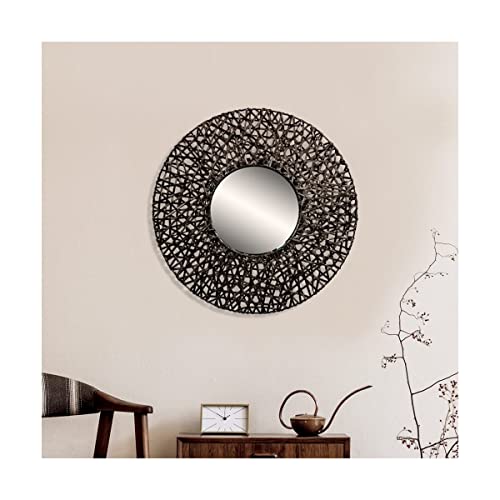 Brio Pretoria miroir rond 55 cm bois massif noir
