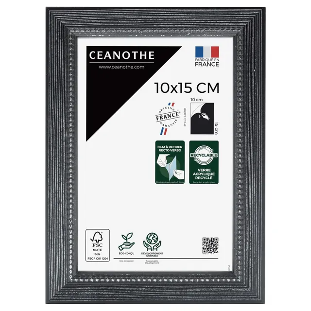 Ceanothe Perle Brio cadre photo 10x15 cm noir patiné