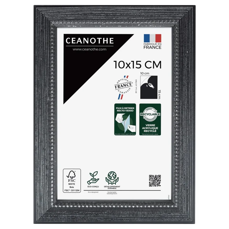 Ceanothe Perle Brio cadre photo 10x15 cm noir patiné