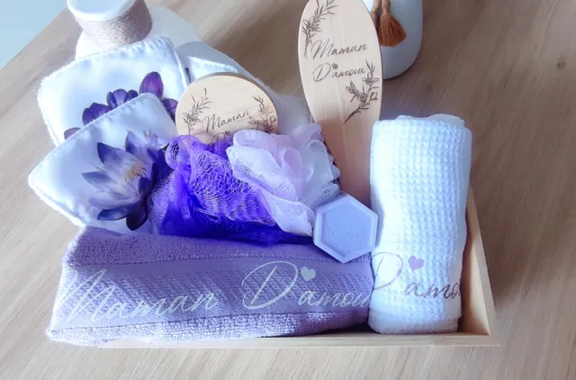 Creat’Angel corbeille soins beauté violette coffret cadeau
